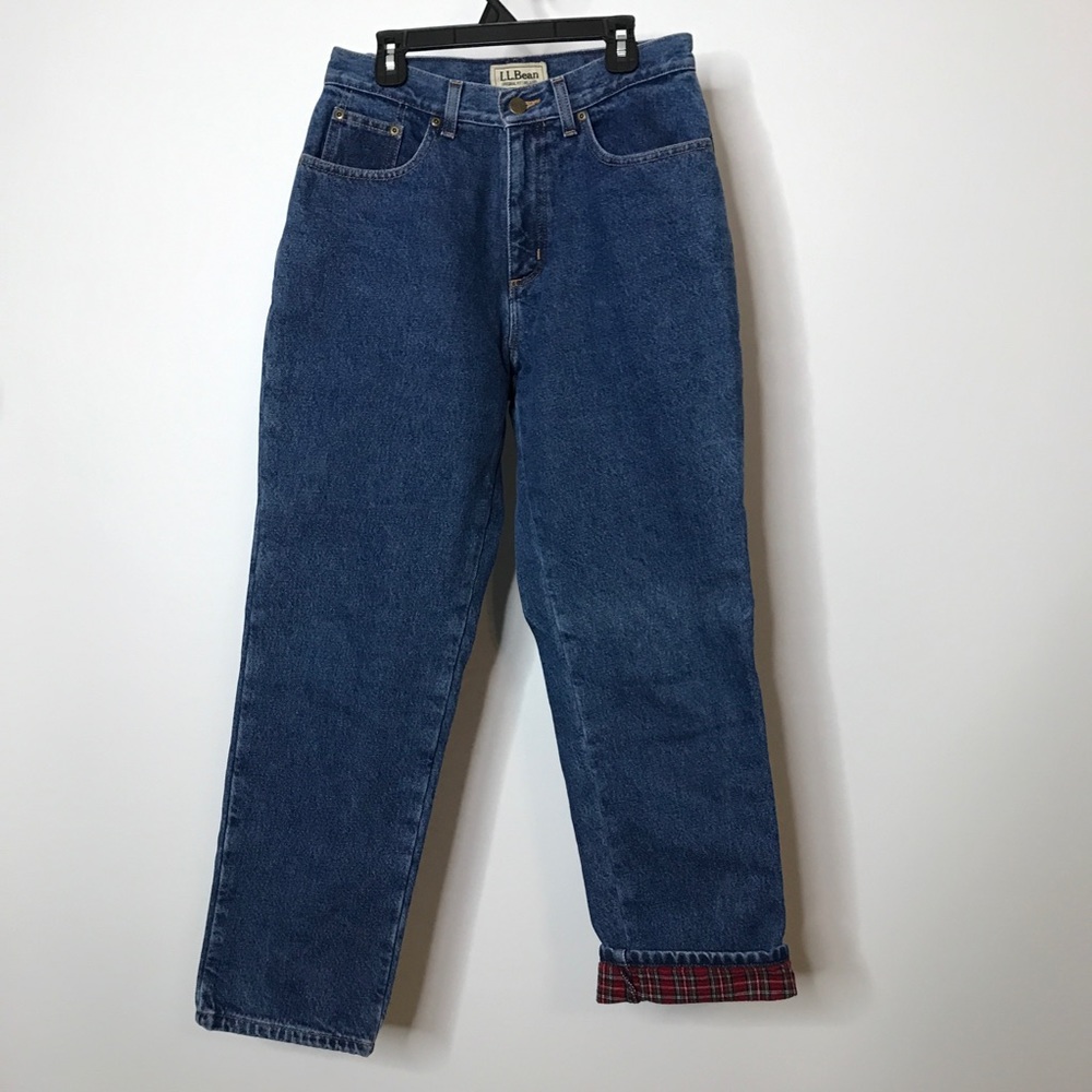 L.L. Bean Flannel Lined Jeans Size 6 Petite Taper